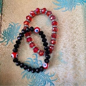 Red and Black Beaded Bracelets